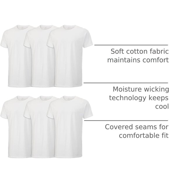 Fruit of the Loom Men's Undershirts, Moisture Wicking Tag Free, 6pk XL - Picture 2 of 4